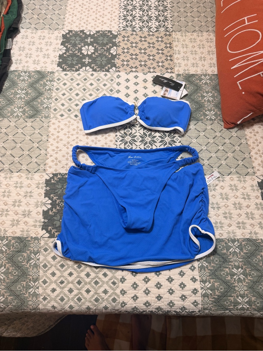 Madison Royal Blue Bandeau Bikini Set with White Trim